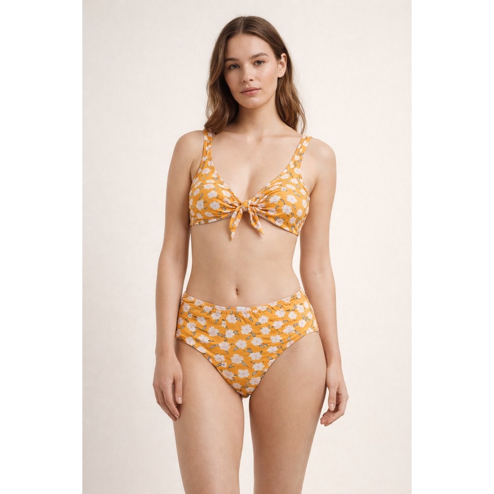 CUPSHE Yellow Floral Knot Front Bikini Set | NWT - SIZE M